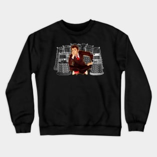 10th Doctor captured by mini dalek Crewneck Sweatshirt